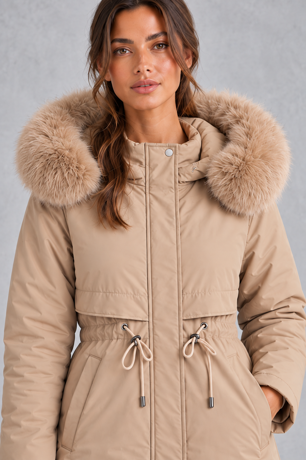 Rosie | Sophisticated Hooded Faux Fur Coat Longline Winter Parka