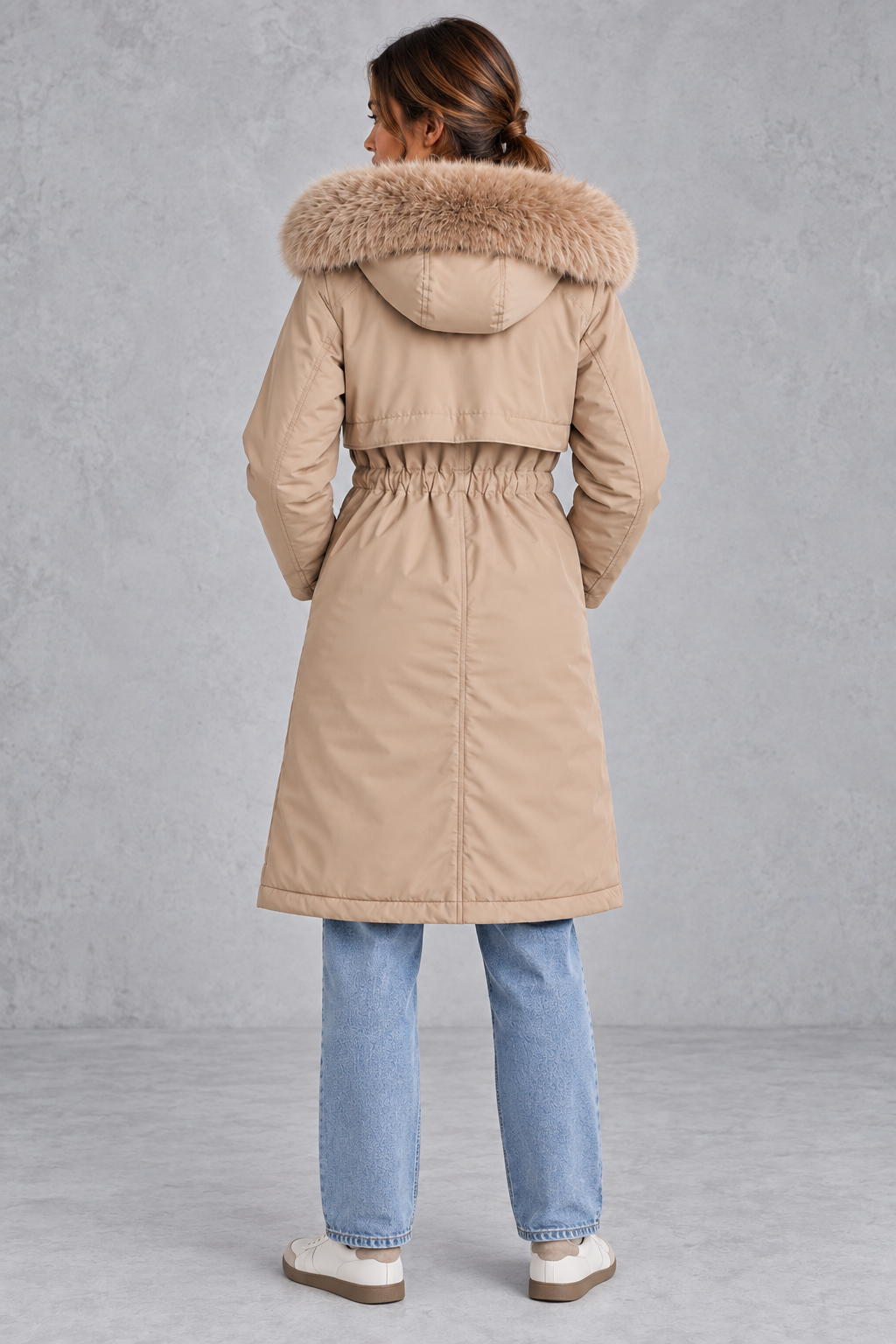 Rosie | Sophisticated Hooded Faux Fur Coat Longline Winter Parka