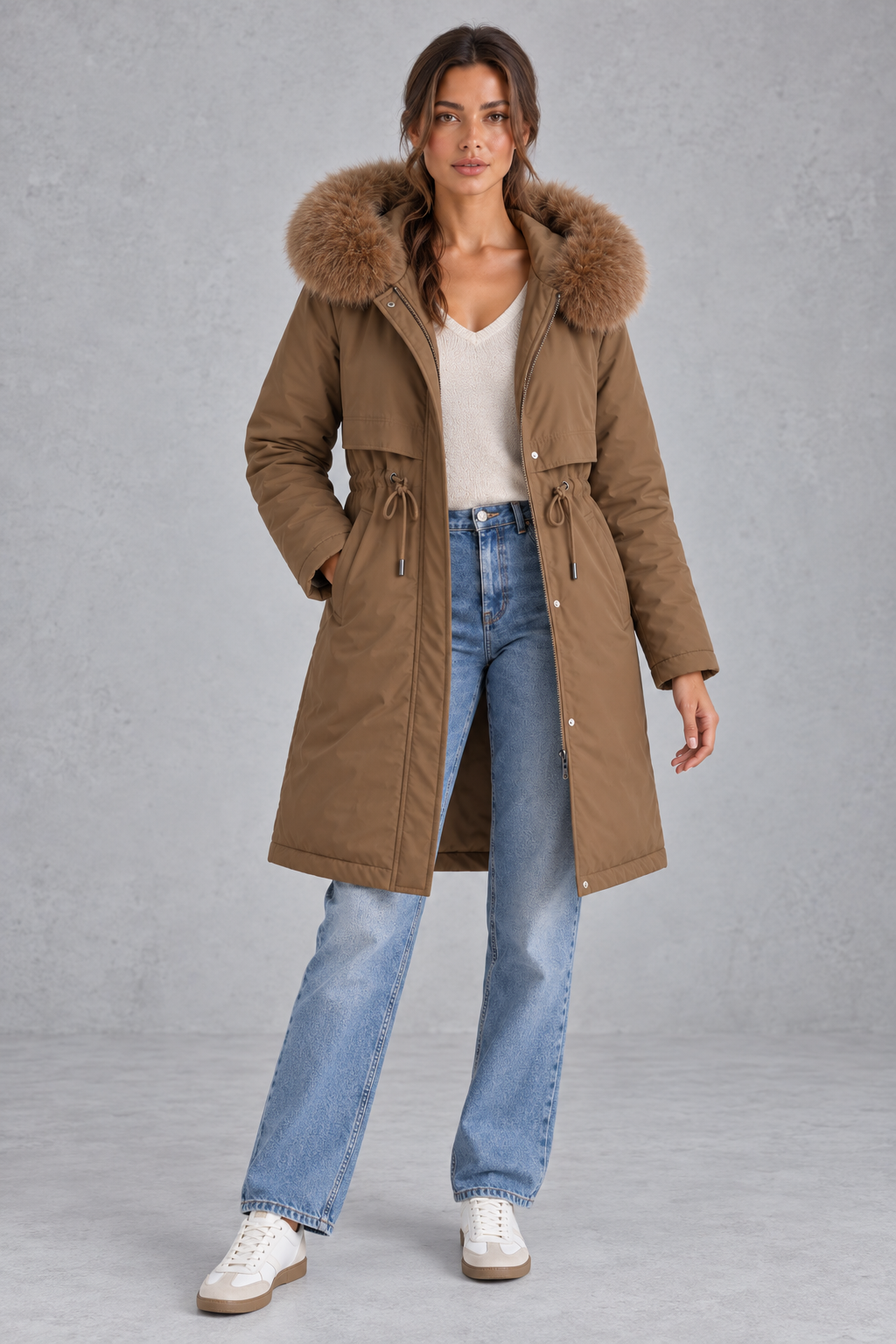 Rosie | Sophisticated Hooded Faux Fur Coat Longline Winter Parka