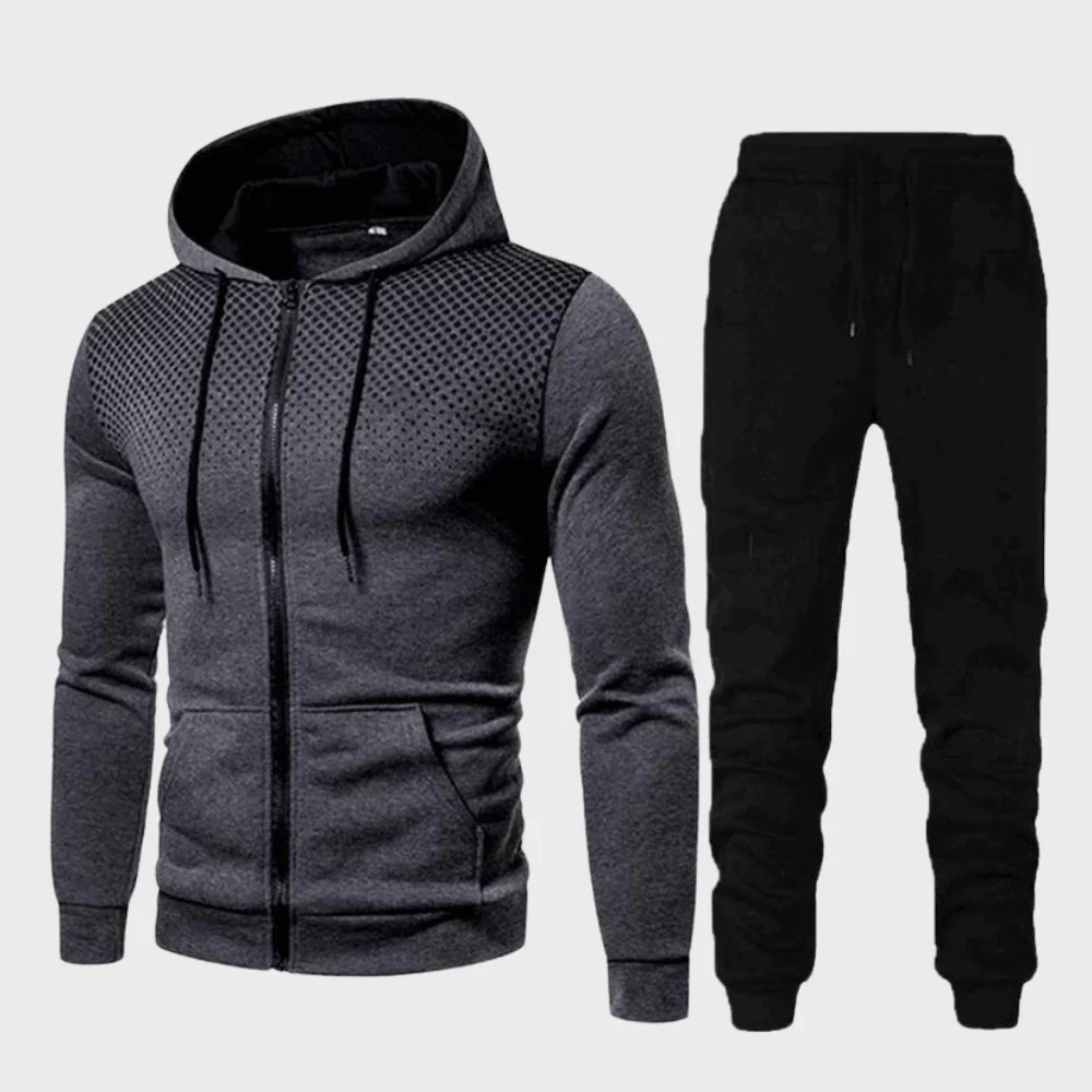 Rowan | Chic Dotted Chest Zip-Up Hoodie Tracksuit