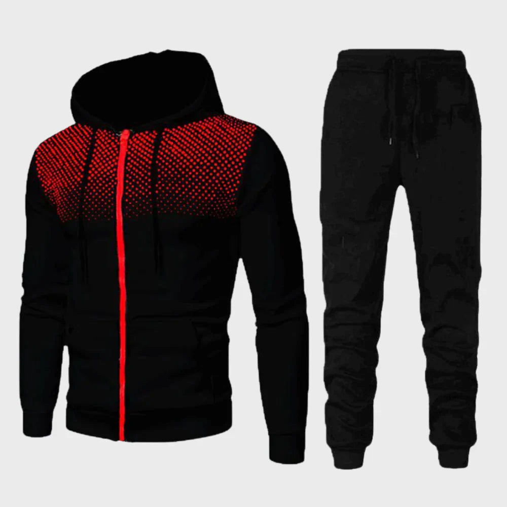Rowan | Chic Dotted Chest Zip-Up Hoodie Tracksuit