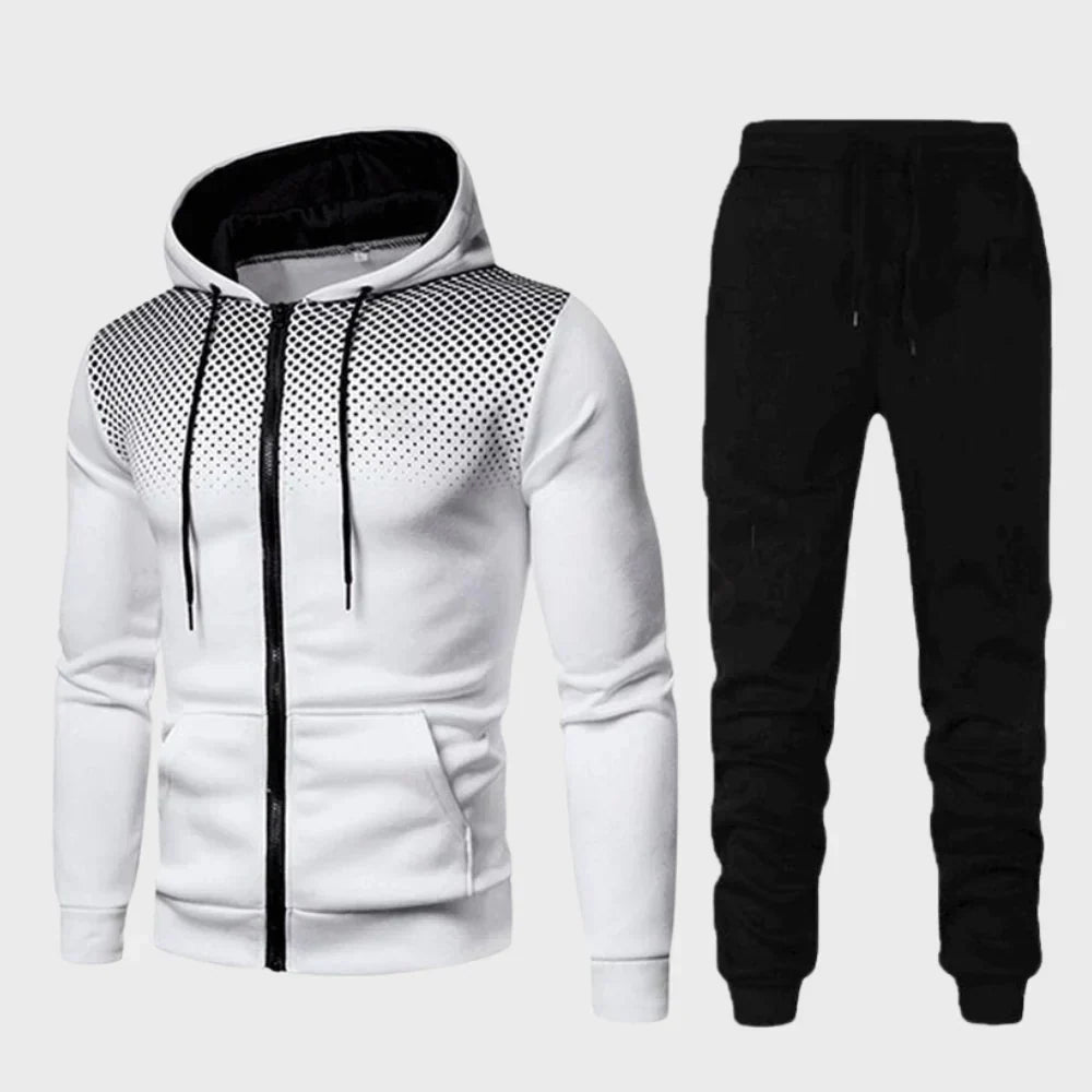 Rowan | Chic Dotted Chest Zip-Up Hoodie Tracksuit