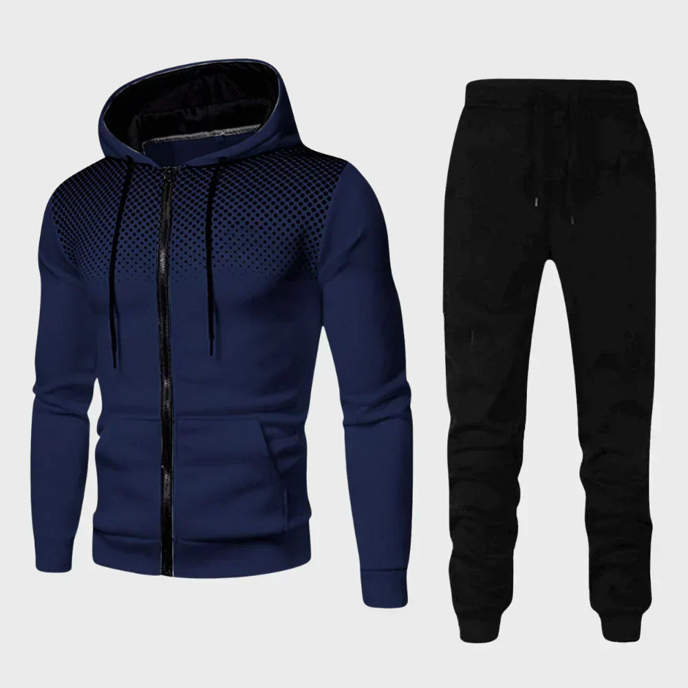 Rowan | Chic Dotted Chest Zip-Up Hoodie Tracksuit