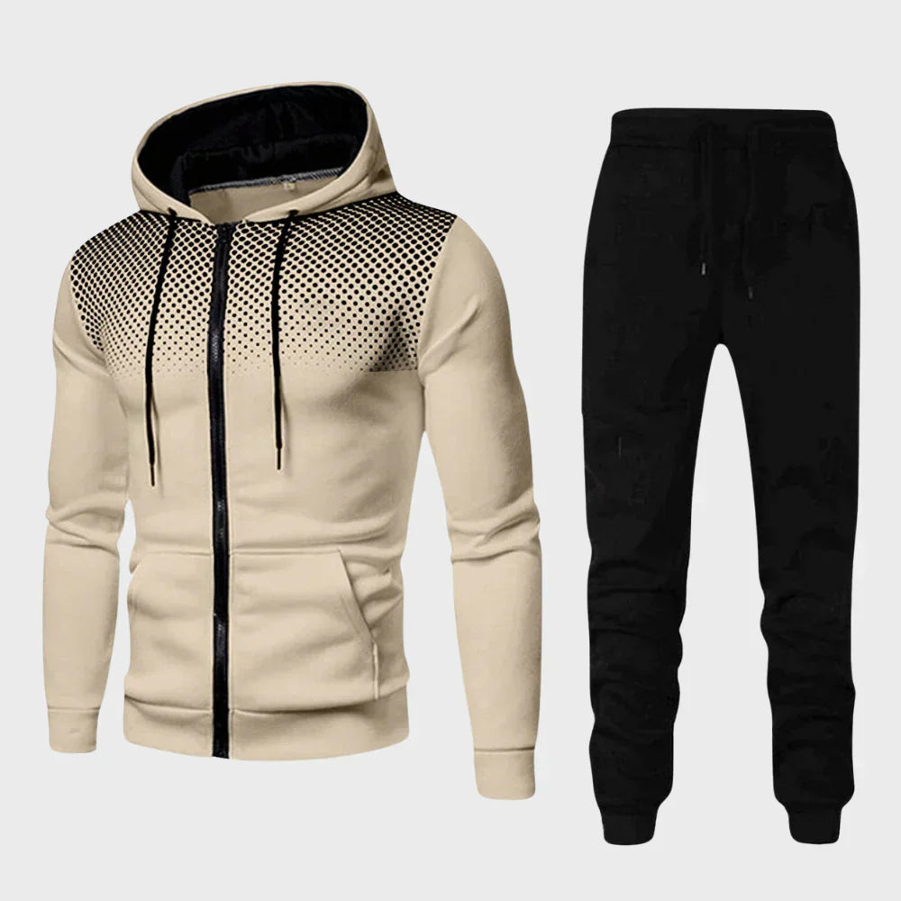 Rowan | Chic Dotted Chest Zip-Up Hoodie Tracksuit