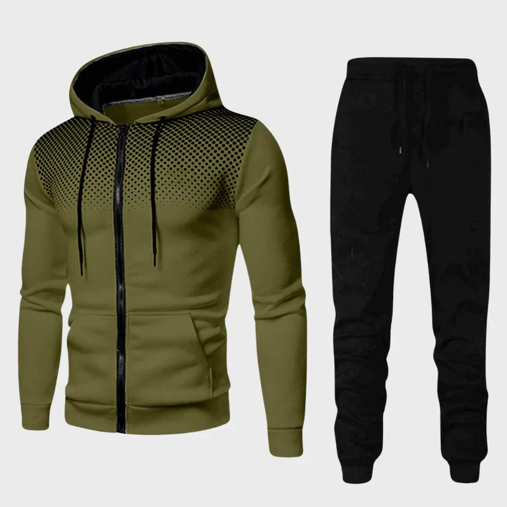 Rowan | Chic Dotted Chest Zip-Up Hoodie Tracksuit