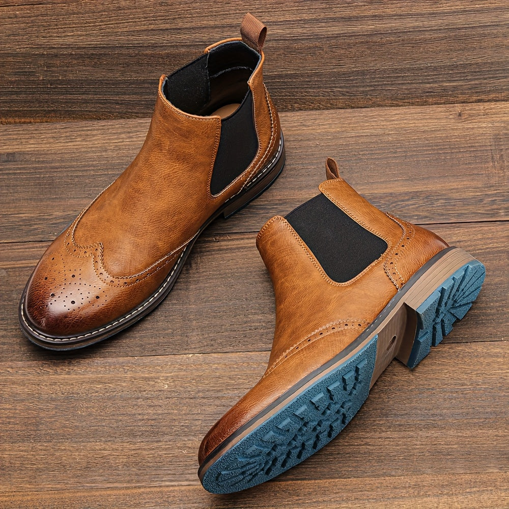 Rowan | Stylish Brogue Chelsea Mens Boots