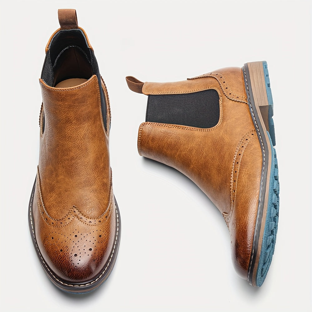 Rowan | Stylish Brogue Chelsea Mens Boots