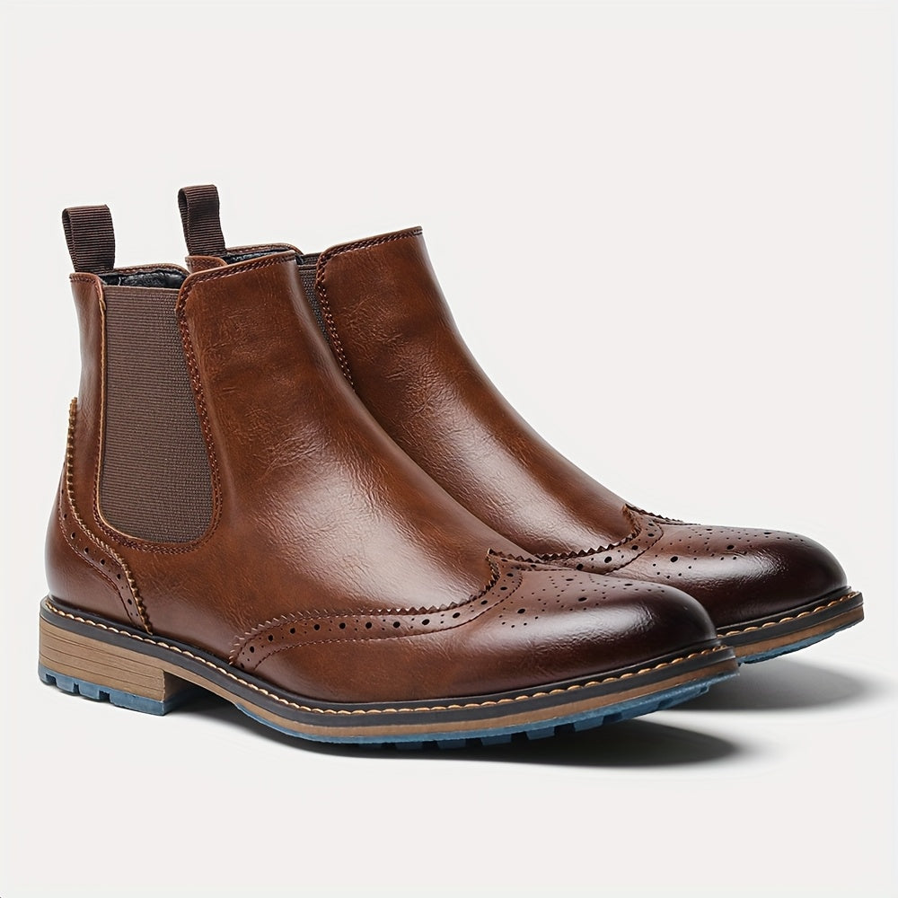 Rowan | Stylish Brogue Chelsea Mens Boots