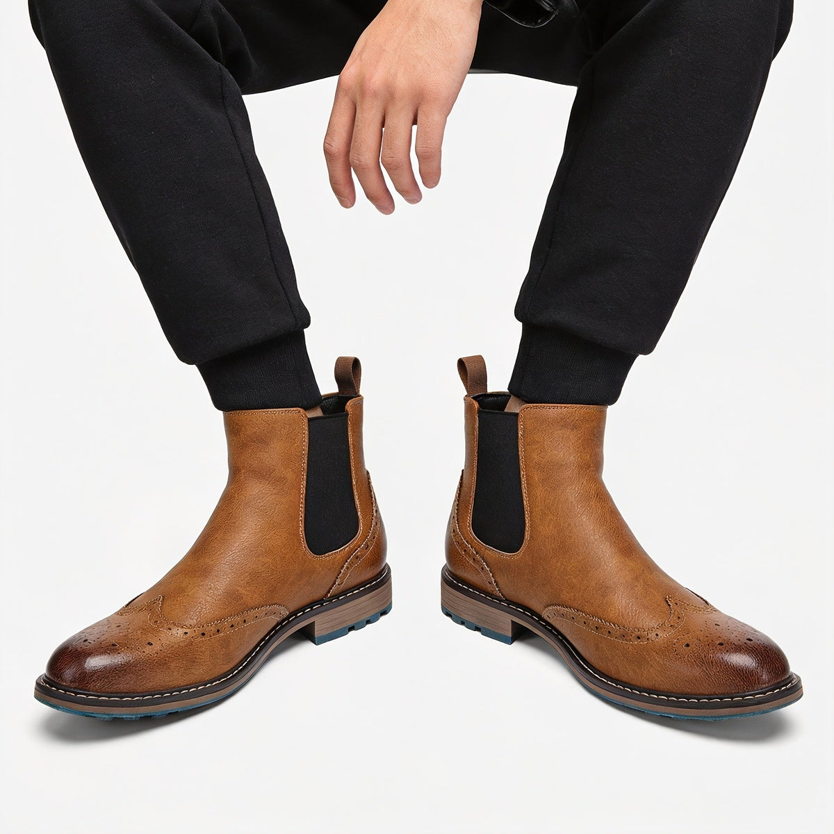 Rowan | Stylish Brogue Chelsea Mens Boots