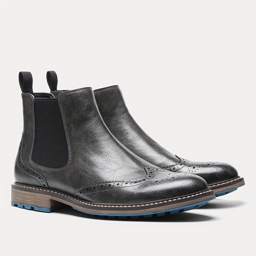 Rowan | Stylish Brogue Chelsea Mens Boots