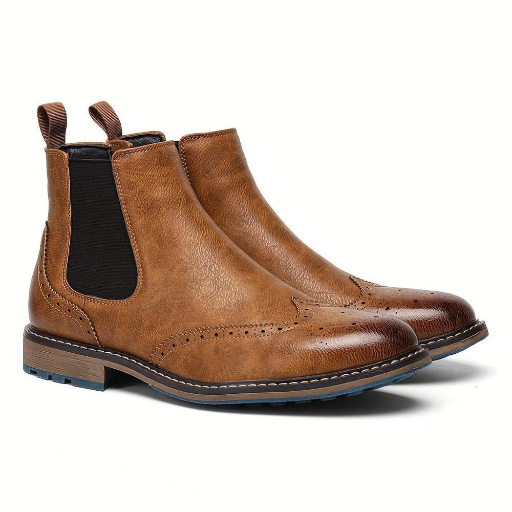 Rowan | Stylish Brogue Chelsea Mens Boots