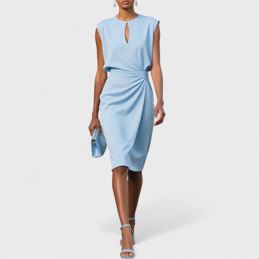 Ruby | Classic Christmas Party Midi Dress with Keyhole Neckline