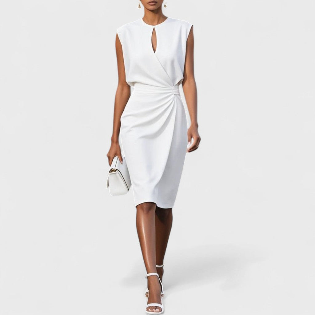 Ruby | Classic Christmas Party Midi Dress with Keyhole Neckline