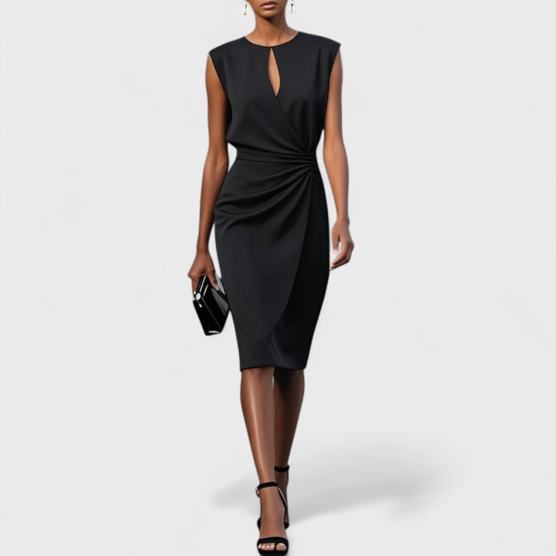 Ruby | Classic Christmas Party Midi Dress with Keyhole Neckline