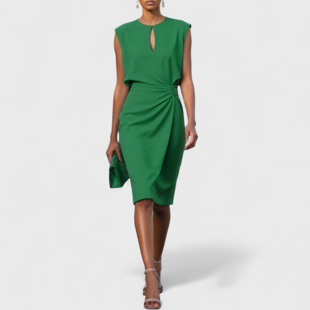 Ruby | Classic Christmas Party Midi Dress with Keyhole Neckline