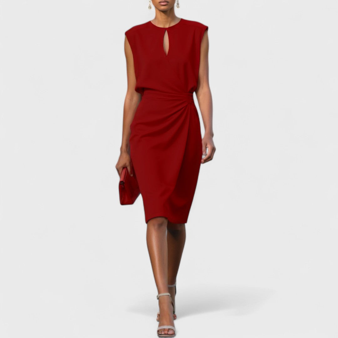 Ruby | Classic Christmas Party Midi Dress with Keyhole Neckline