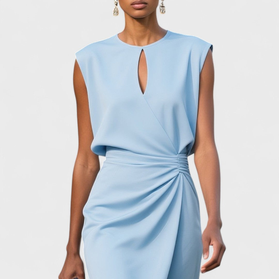Ruby | Classic Christmas Party Midi Dress with Keyhole Neckline