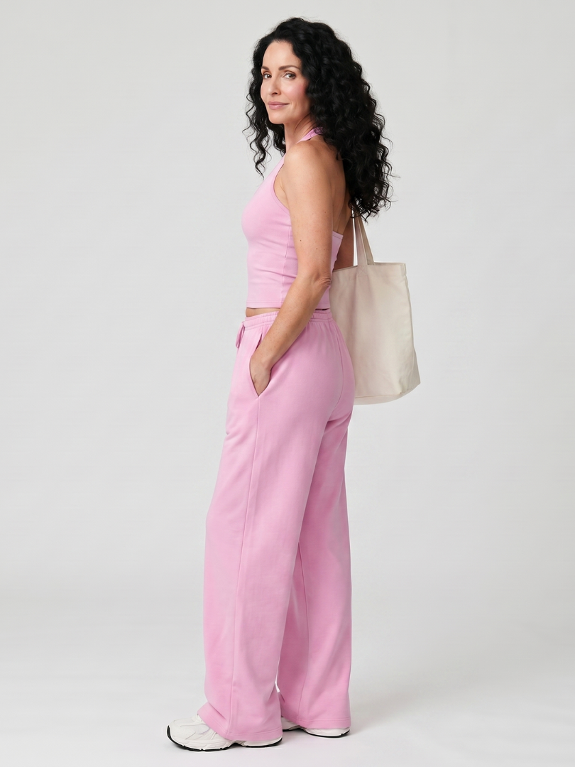 Ruby | Graceful Halter Top Wide Leg Tracksuit Set