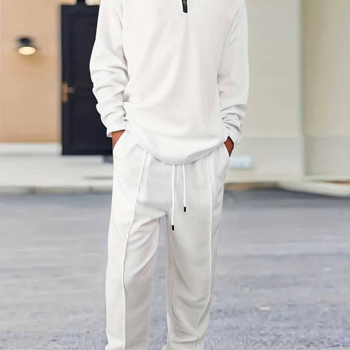 Rupert | Relaxed Waffle-Knit Half-Zip Tracksuit Set