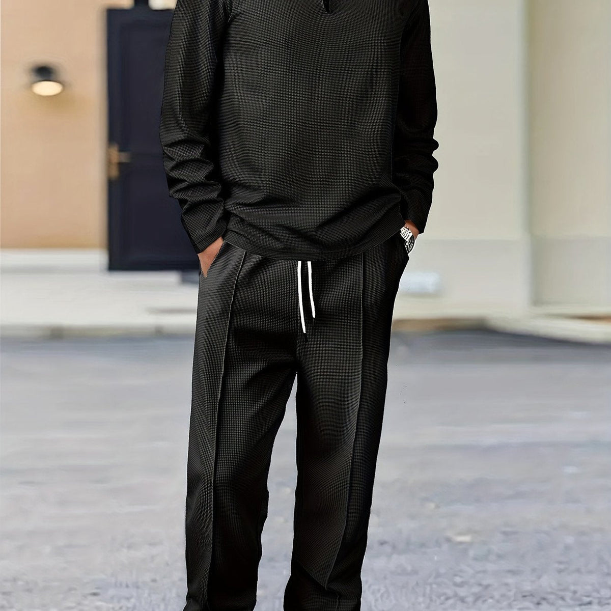Rupert | Relaxed Waffle-Knit Half-Zip Tracksuit Set
