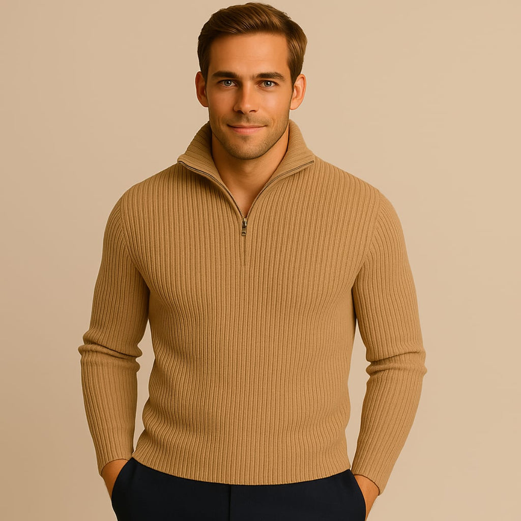 Samuel | Classic Ribbed Quarter Zip Mens Knit Jumper