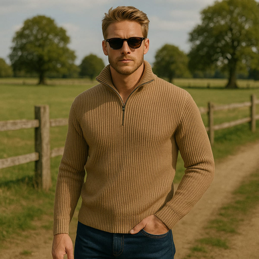Samuel | Classic Ribbed Quarter Zip Mens Knit Jumper