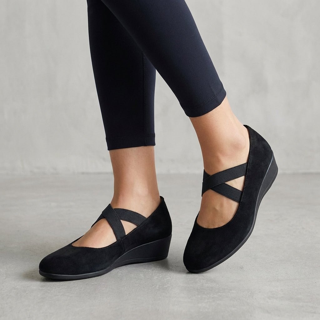 Sara | Classic Criss-Cross Mary Jane Wedge Shoes