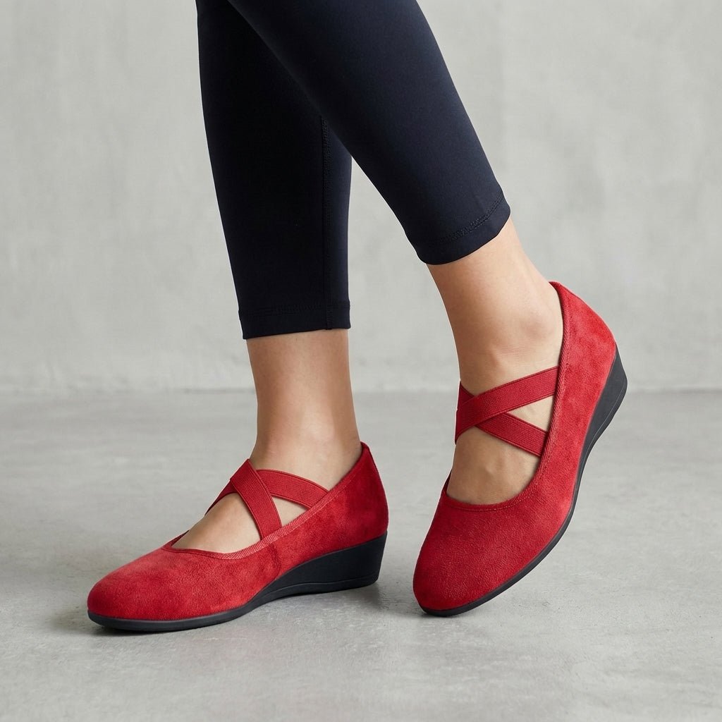Sara | Classic Criss-Cross Mary Jane Wedge Shoes