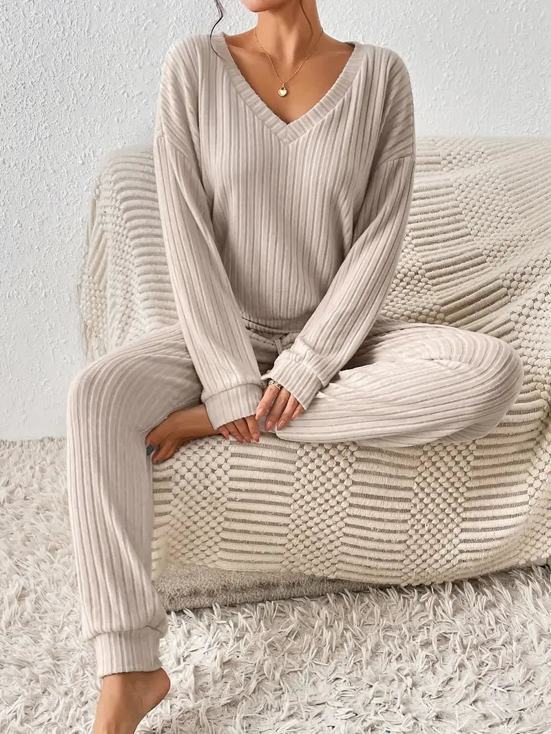 Sara | Refined Ribbed Loungewear Tracksuit Set