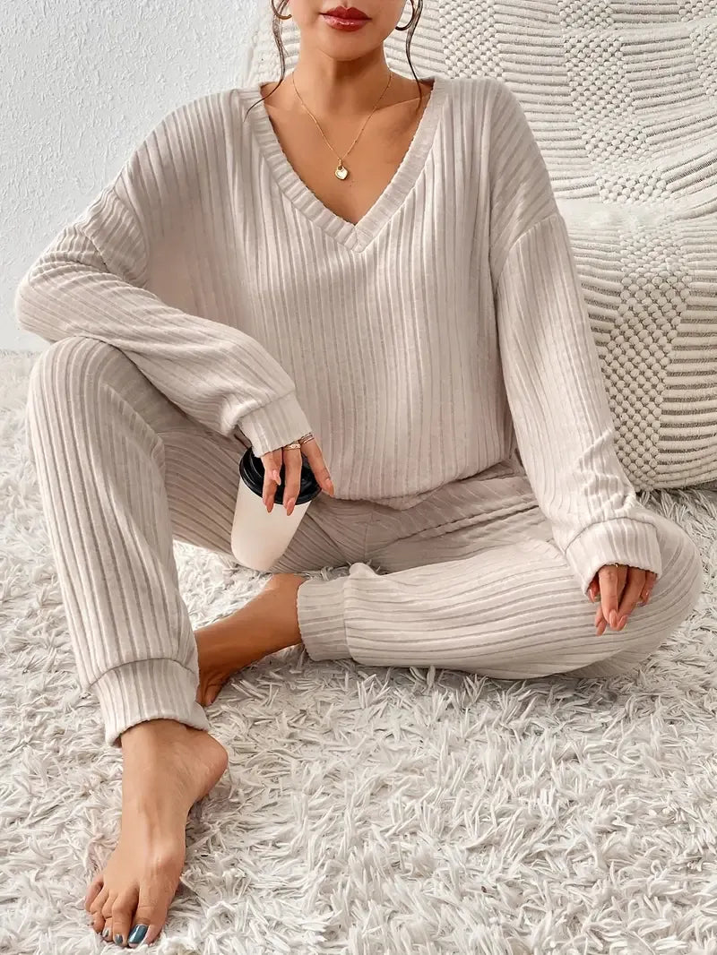 Sara | Refined Ribbed Loungewear Tracksuit Set