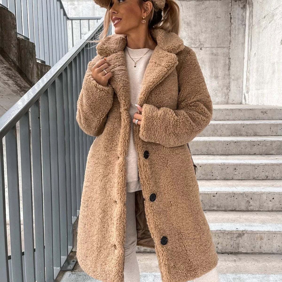 Sara | Timeless Oversized Teddy Fleece Jacket Long Coat