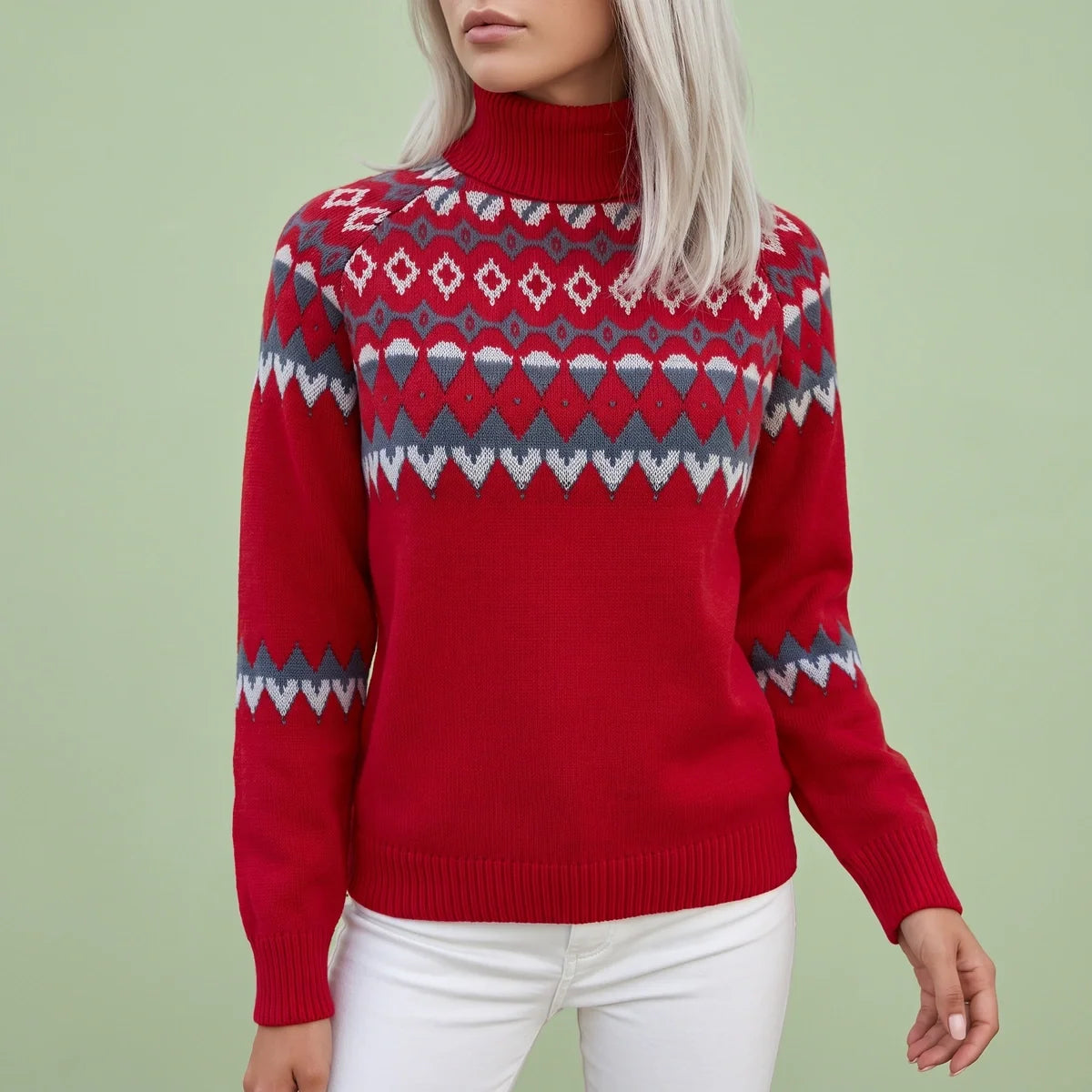 Scarlett | Fair Isle High Neck Christmas Jumper for Women