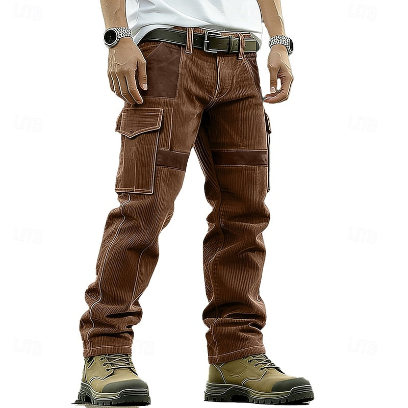 Sebastian | Classic Ribbed Cargo Trousers with Contrast Panels