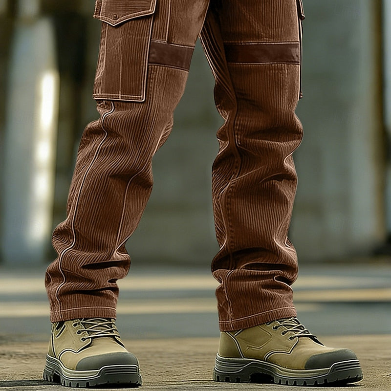 Sebastian | Classic Ribbed Cargo Trousers with Contrast Panels