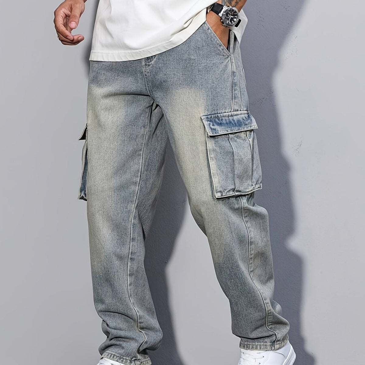 Sebastian | Polished Relaxed Fit Cargo Trousers