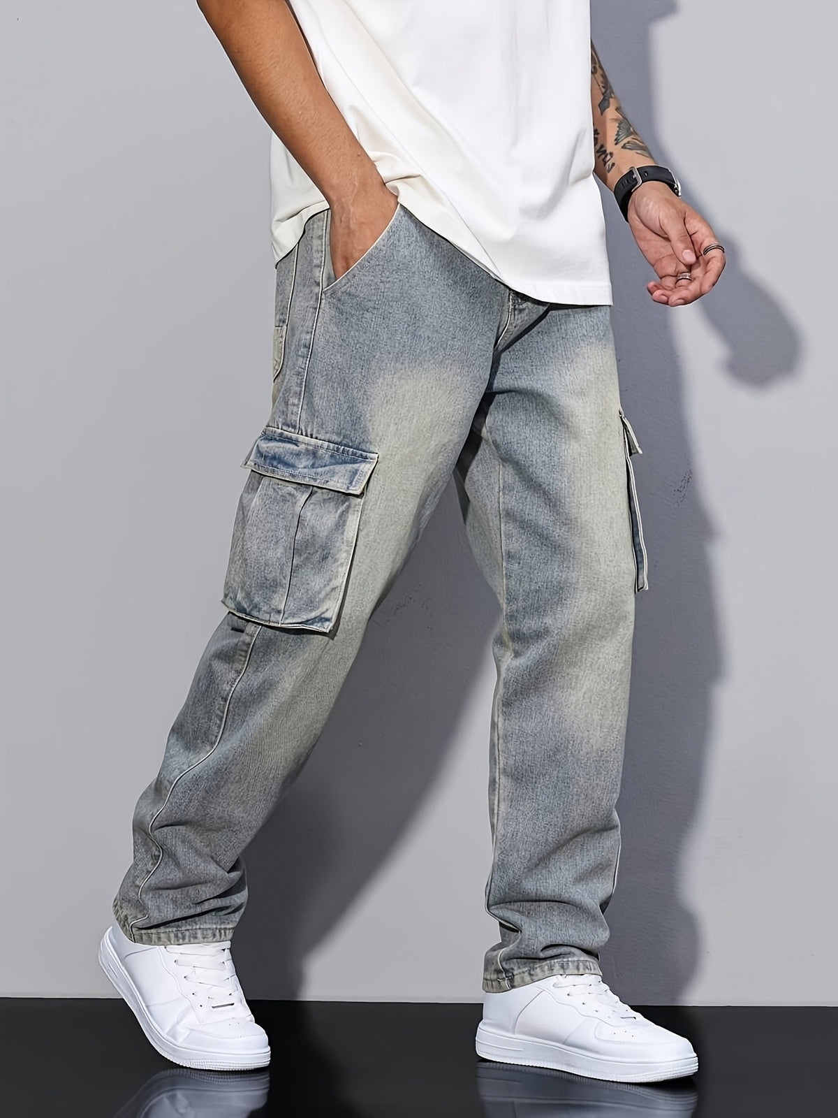 Sebastian | Polished Relaxed Fit Cargo Trousers
