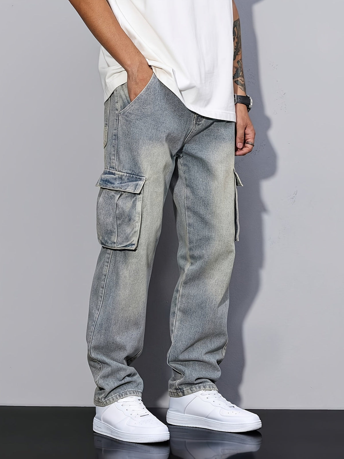 Sebastian | Polished Relaxed Fit Cargo Trousers