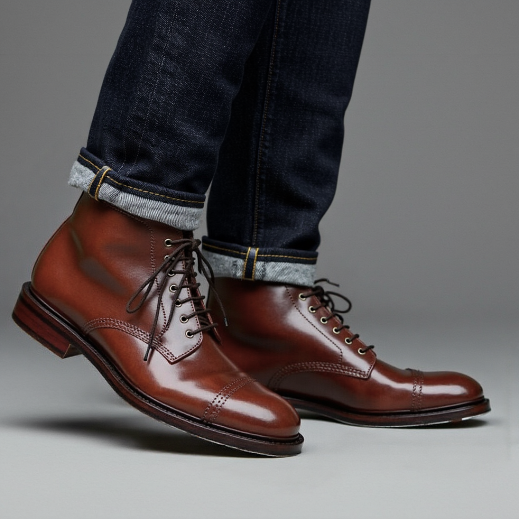 Sebastian | Stylish Cap Toe Lace-Up Mens Boots
