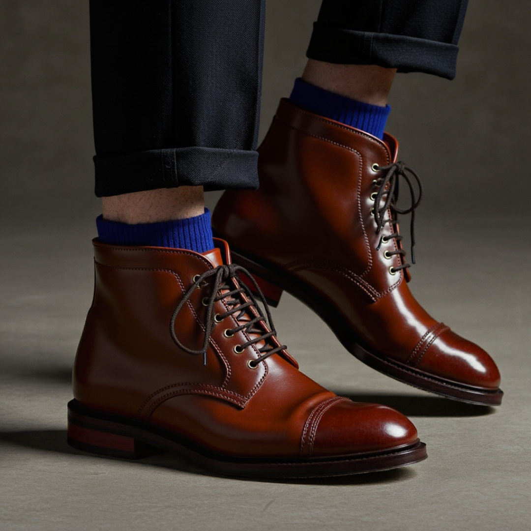Sebastian | Stylish Cap Toe Lace-Up Mens Boots