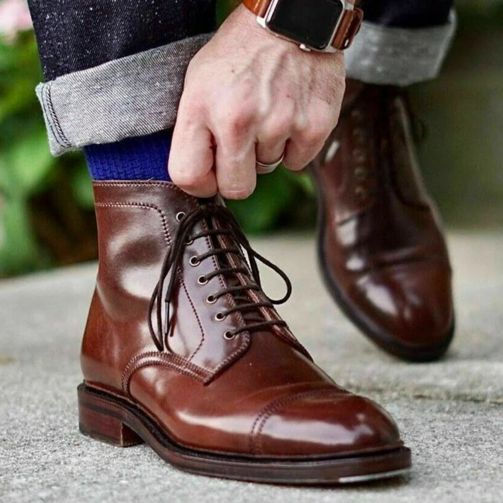 Sebastian | Stylish Cap Toe Lace-Up Mens Boots