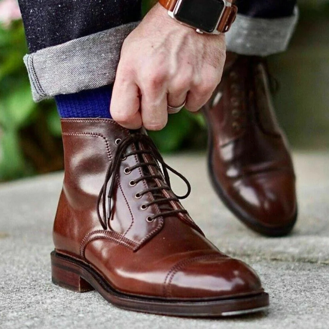 Sebastian | Stylish Cap Toe Lace-Up Mens Boots