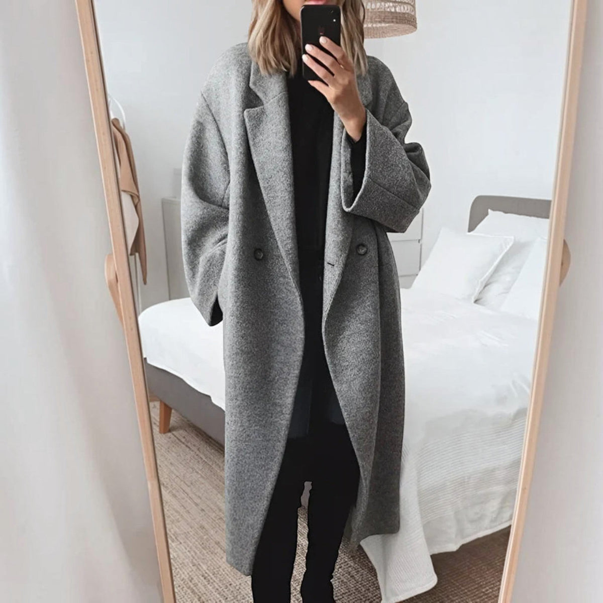 Sienna | Chic Oversized Double-Breasted Longline Wool Coat