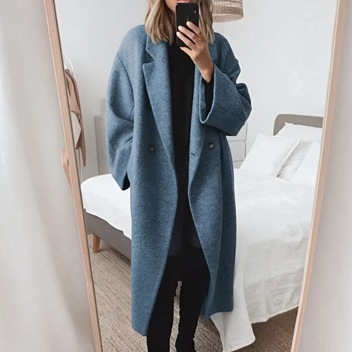 Sienna | Chic Oversized Double-Breasted Longline Wool Coat