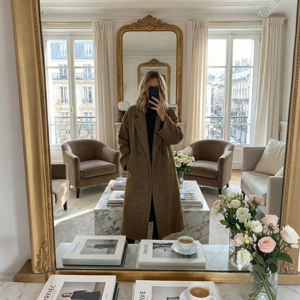 Sienna | Chic Oversized Double-Breasted Longline Wool Coat