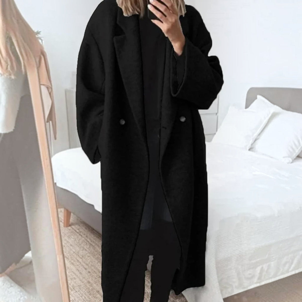 Sienna | Chic Oversized Double-Breasted Longline Wool Coat