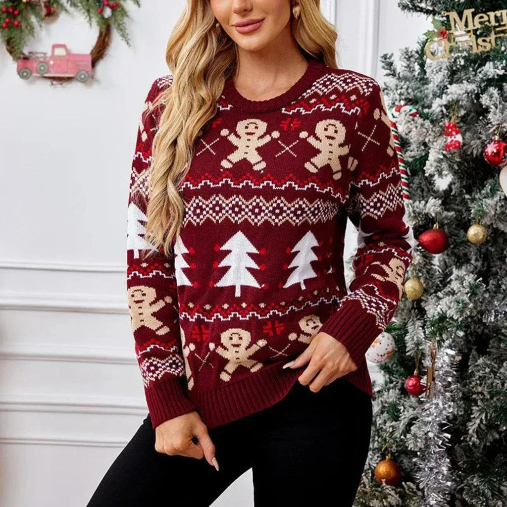 Sienna | Cosy Gingerbread Crew Neck Ladies Xmas Jumpers