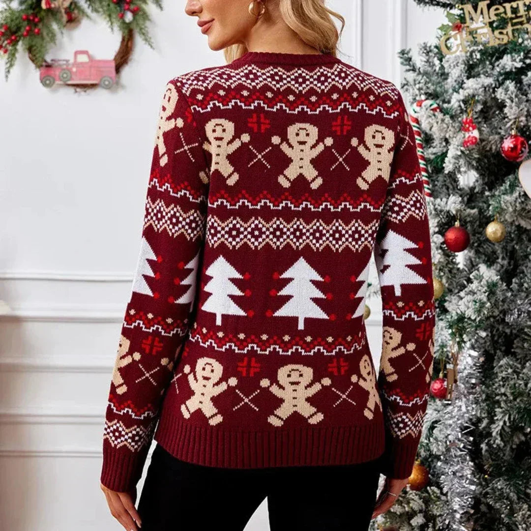 Sienna | Cosy Gingerbread Crew Neck Ladies Xmas Jumpers