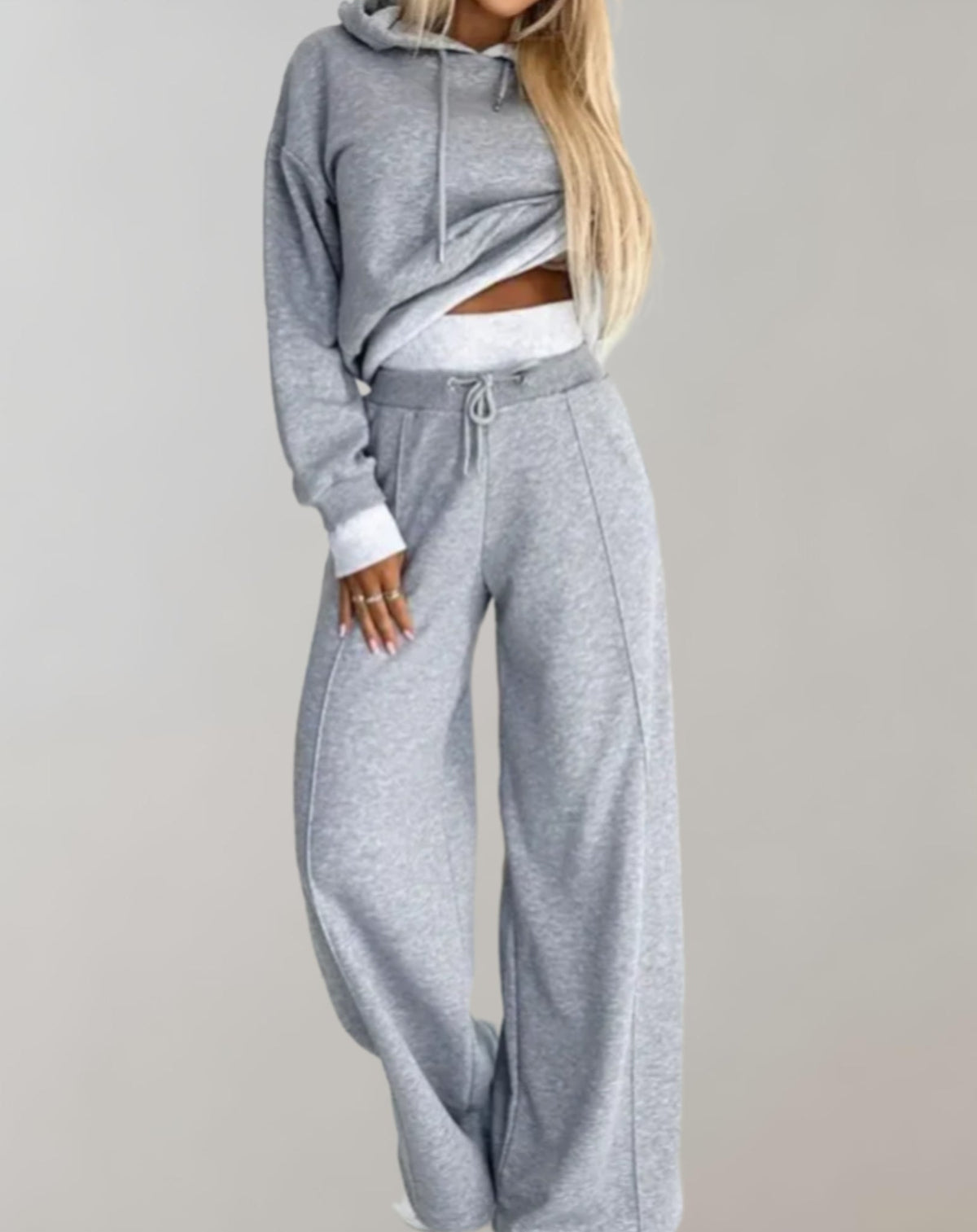 Sienna | Elegant Cropped Hoodie Wide-Leg Tracksuit Set