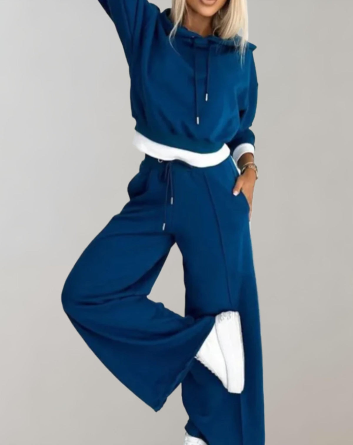 Sienna | Elegant Cropped Hoodie Wide-Leg Tracksuit Set