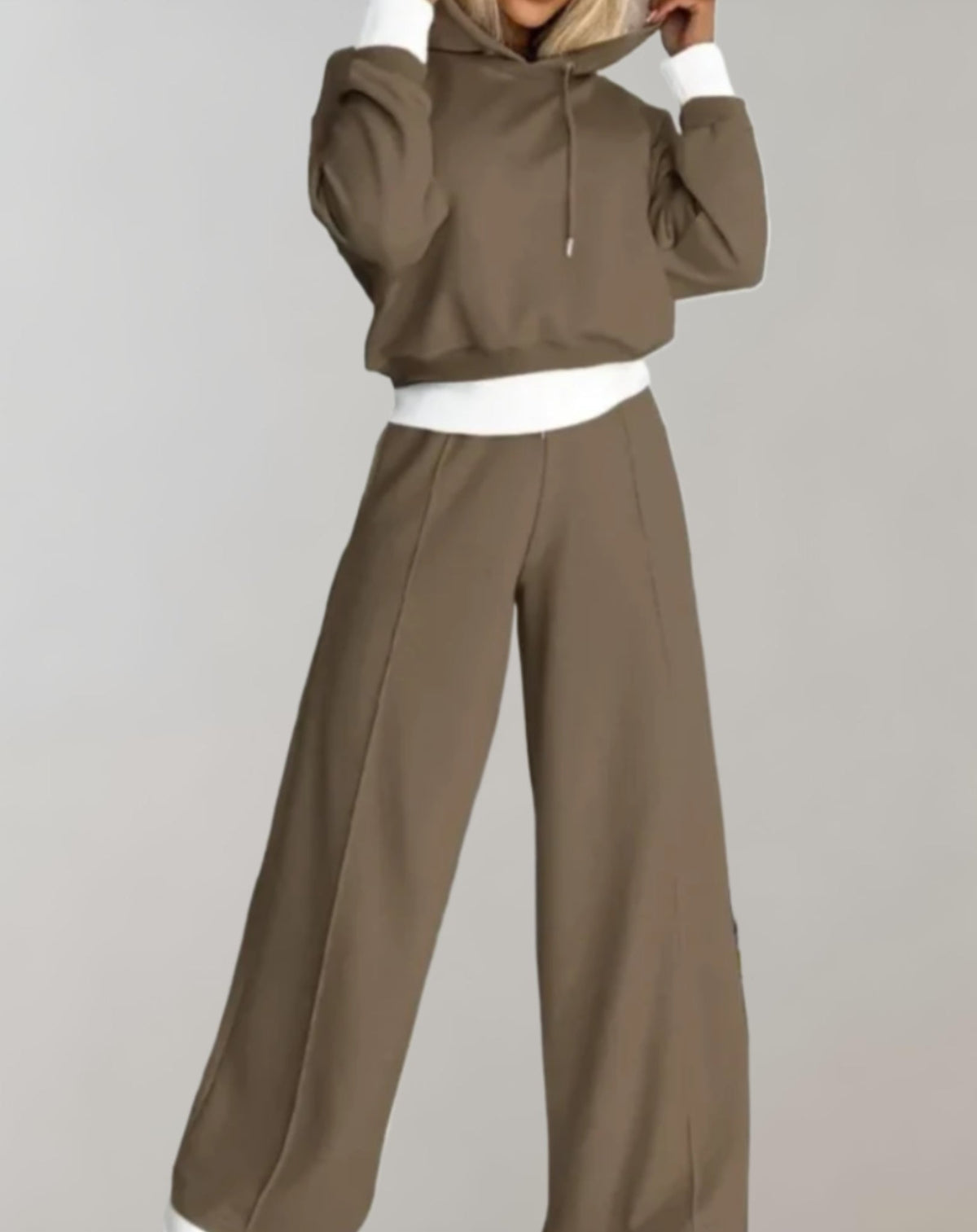 Sienna | Elegant Cropped Hoodie Wide-Leg Tracksuit Set